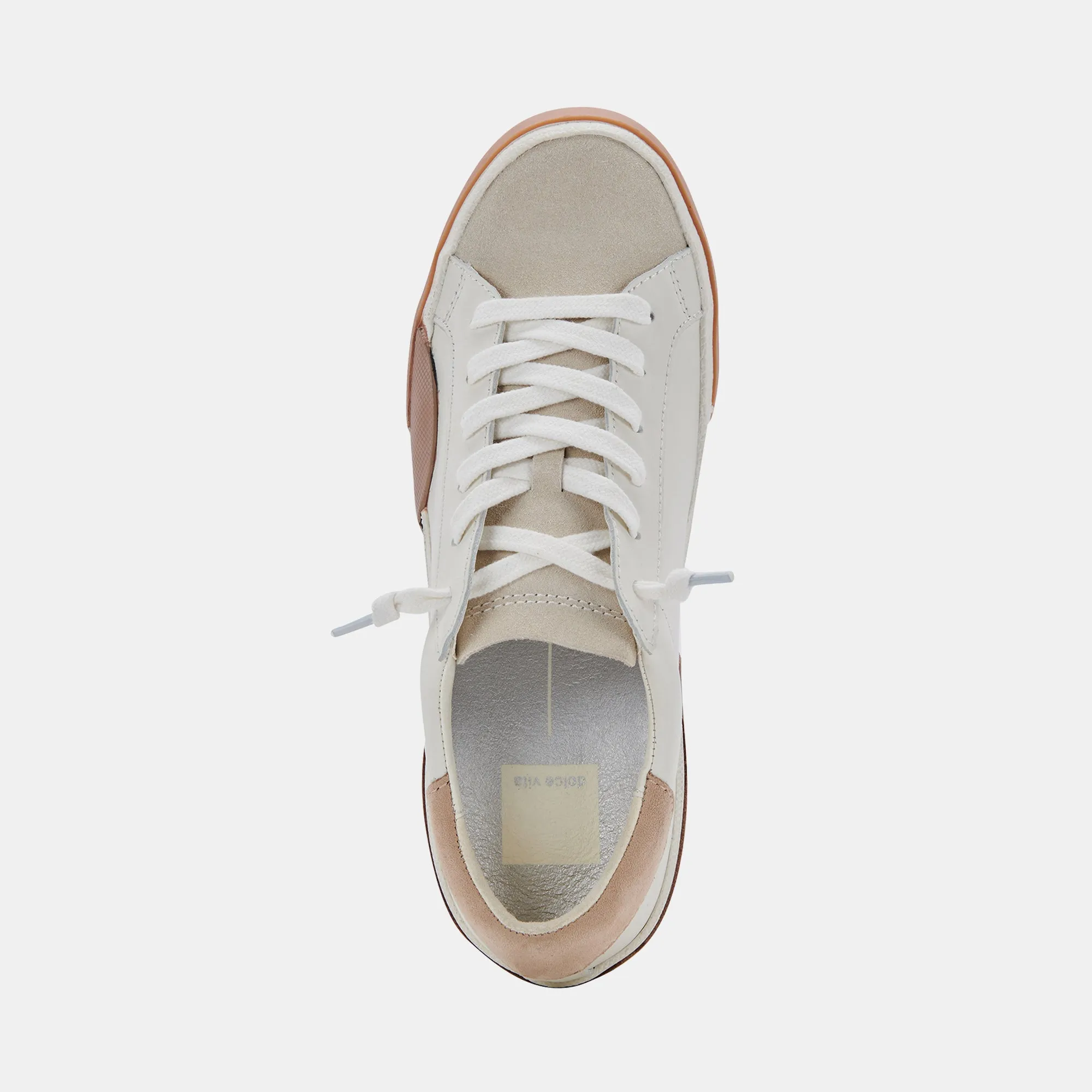 ZINA WIDE SNEAKERS WHITE TAN LEATHER